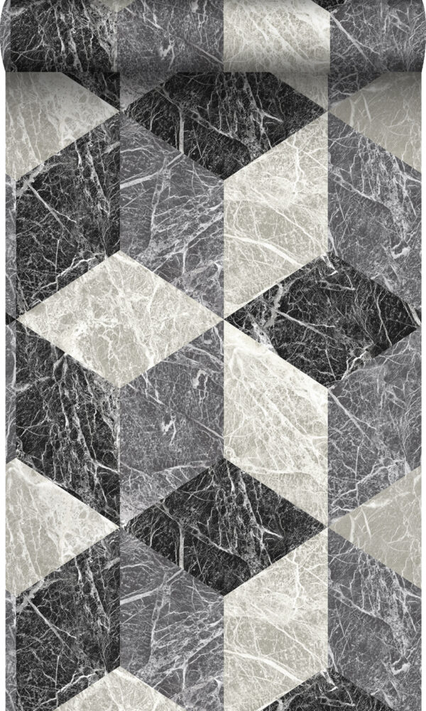 Origin Wallcoverings tapeet 3D marmorimotiiv - must ja hall