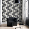 Origin Wallcoverings tapeet 3D marmorimotiiv - must ja hall