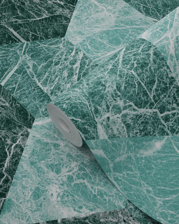 Origin Wallcoverings 3D marmorimotiiv tapeet - smaragdroheline