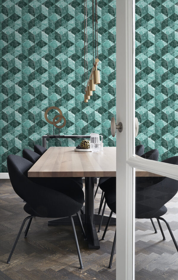 Origin Wallcoverings 3D marmorimotiiv tapeet - smaragdroheline
