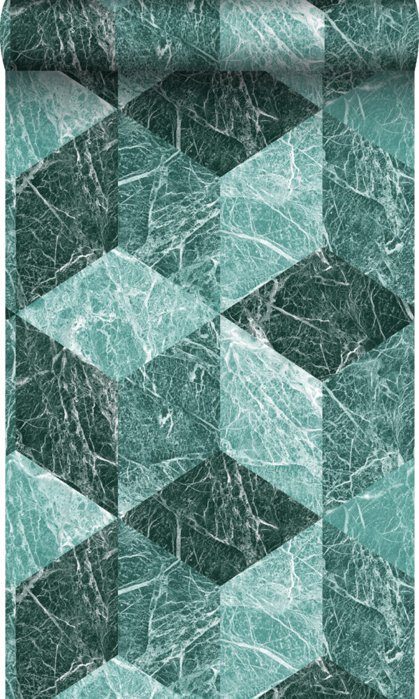 Origin Wallcoverings 3D marmorimotiiv tapeet - smaragdroheline