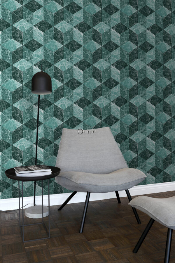 Origin Wallcoverings 3D marmorimotiiv tapeet - smaragdroheline