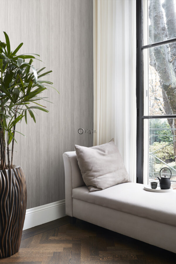 Origin Wallcoverings tapeediribad - läikiv helelilla ja hall