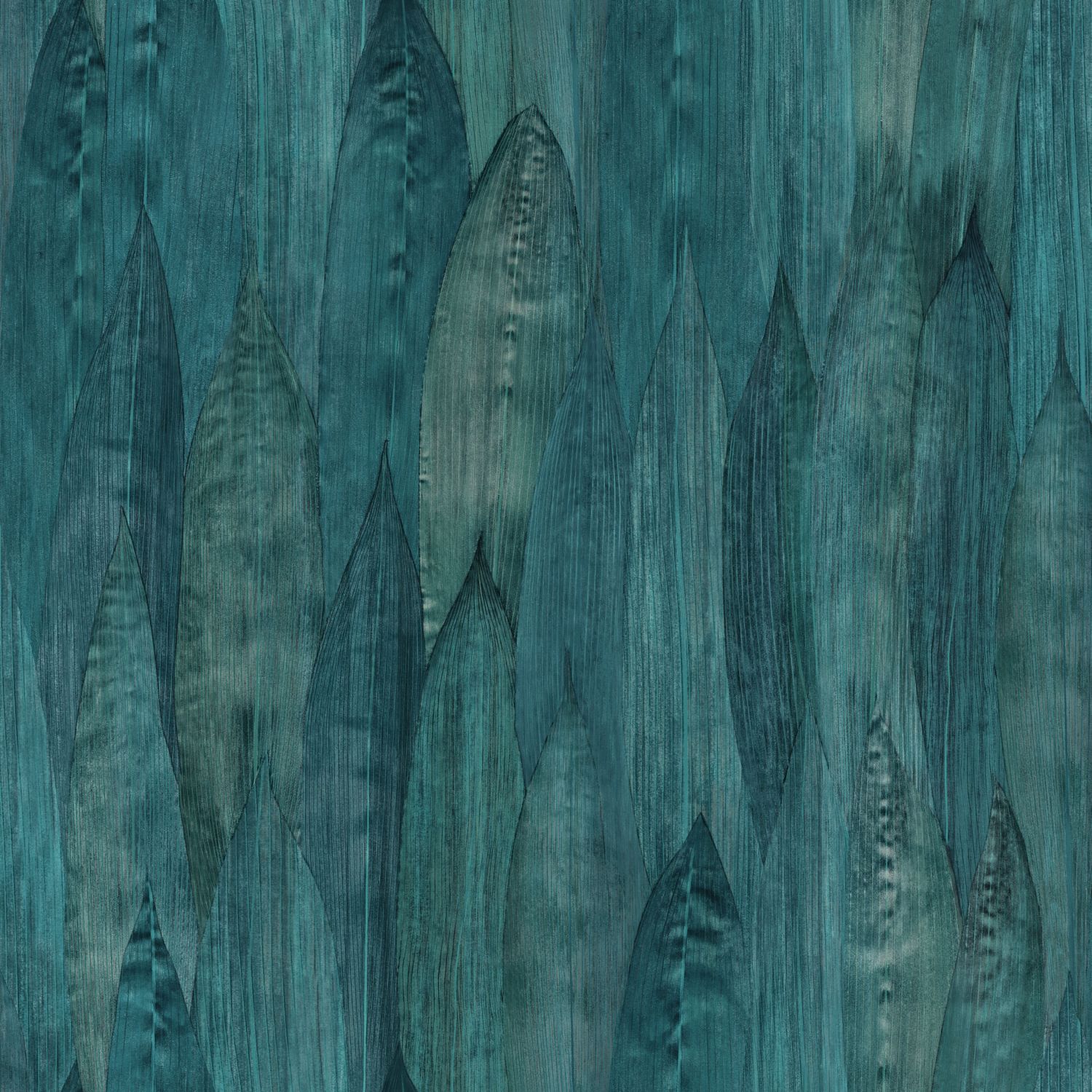 Origin Wallcoverings lehtede tapeet - türkiissinine