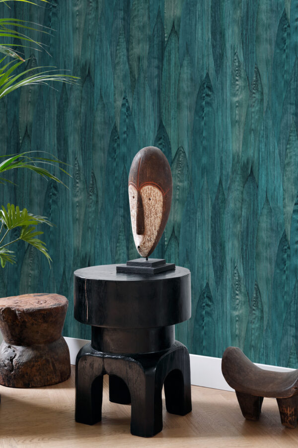 Origin Wallcoverings lehtede tapeet - türkiissinine
