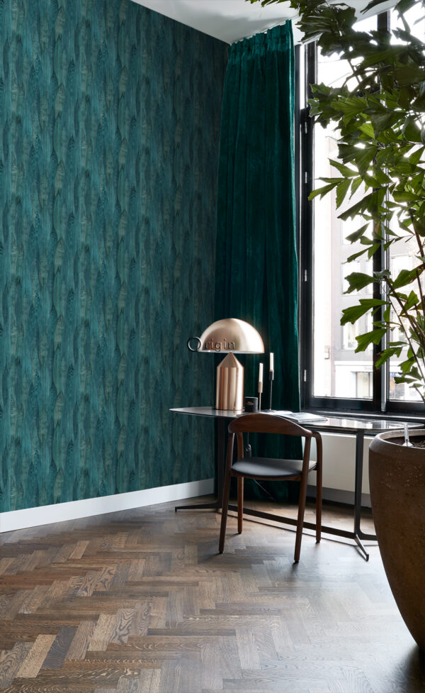 Origin Wallcoverings lehtede tapeet - türkiissinine