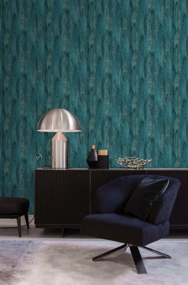 Origin Wallcoverings lehtede tapeet - türkiissinine