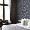 Origin Wallcoverings tapeet lilled vintage sinine ja hallikaspruun