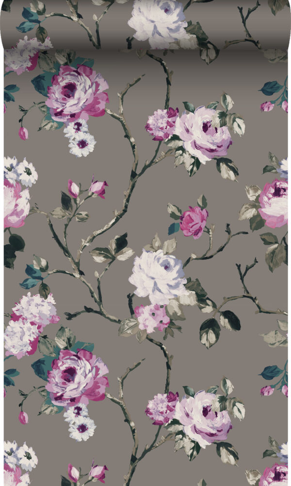 Origin Wallcoverings lillemotiiv tapeet - taupe ja lilla