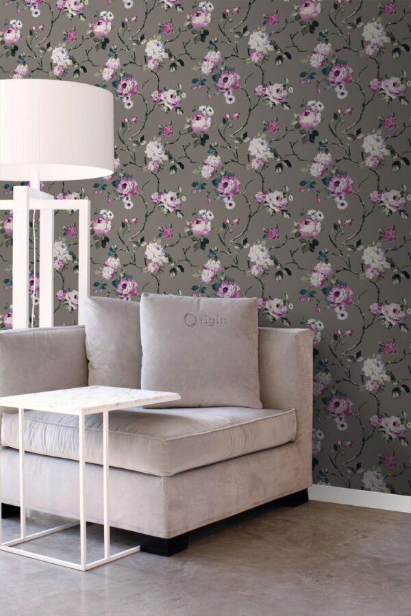 Origin Wallcoverings lillemotiiv tapeet - taupe ja lilla