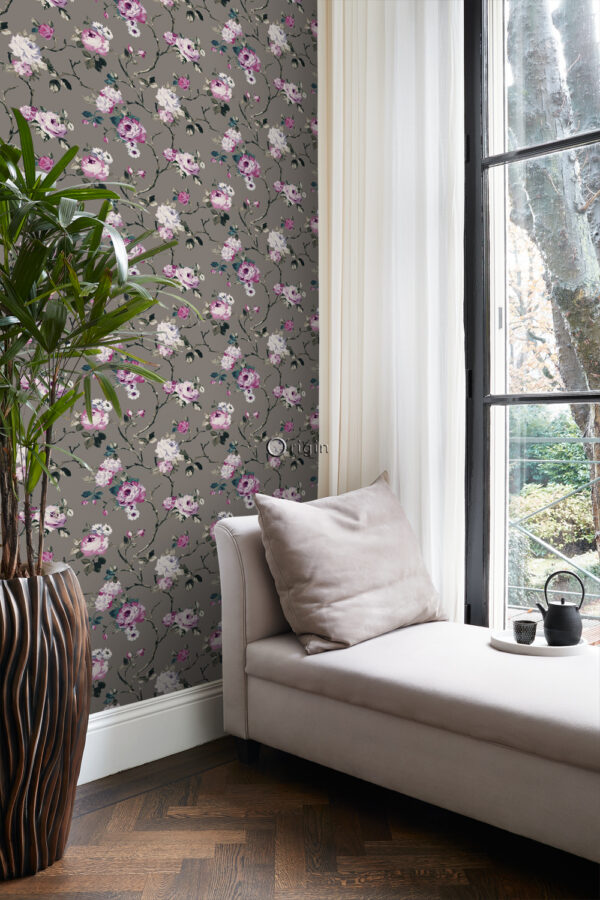 Origin Wallcoverings lillemotiiv tapeet - taupe ja lilla