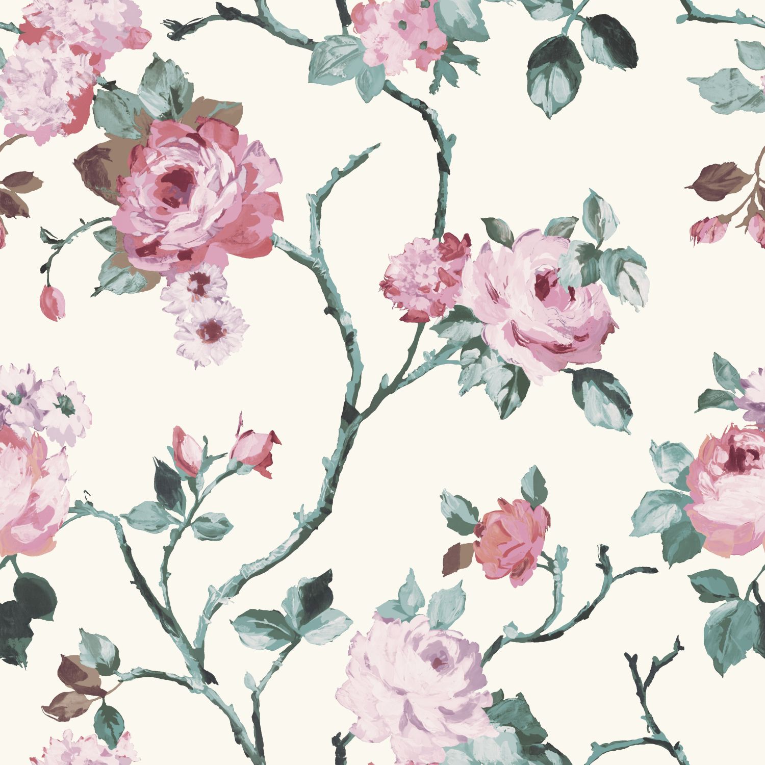 Origin Wallcoverings lillemotiiv tapeet - valgekirju ja heleroosa ja roheline