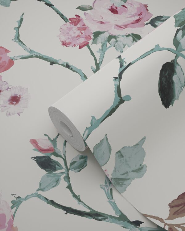 Origin Wallcoverings lillemotiiv tapeet - valgekirju ja heleroosa ja roheline