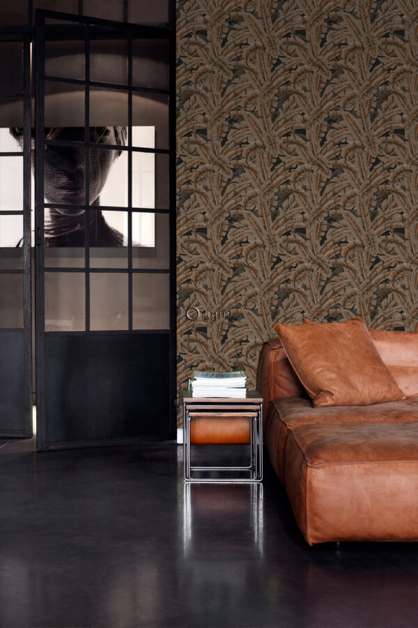 Origin Wallcoverings tapeet palmilehed - roostepruun