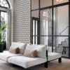 Origin Wallcoverings tapeet graafiline 3D vintage sinine ja hallikaspruun