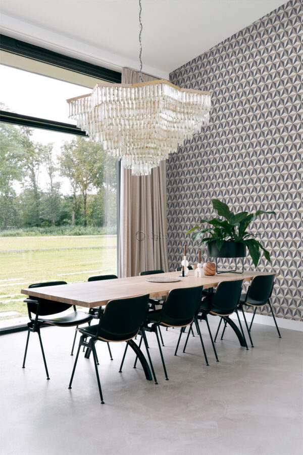 Origin Wallcoverings tapeet graafiline 3D vintage sinine ja hallikaspruun