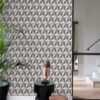 Origin Wallcoverings tapeet graafiline 3D vintage sinine ja hallikaspruun