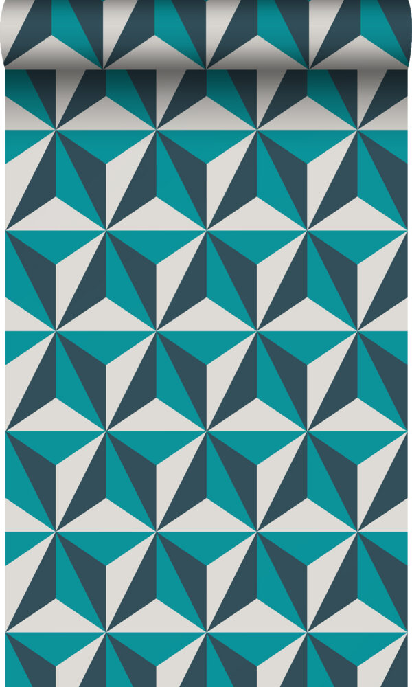 Origin Wallcoverings tapeet graafiline 3D türkiis