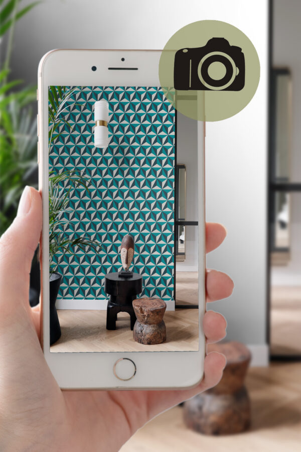 Origin Wallcoverings tapeet graafiline 3D türkiis