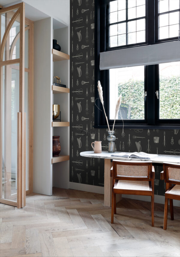 Origin Wallcoverings tapeet muusikariistad - must