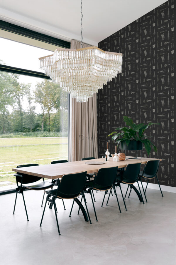 Origin Wallcoverings tapeet muusikariistad - must