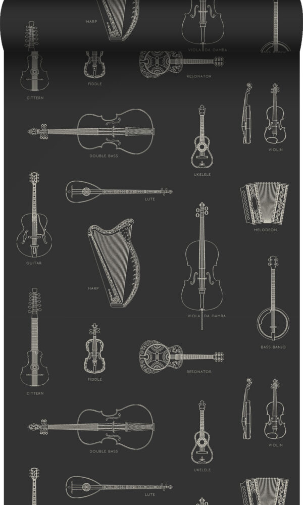 Origin Wallcoverings tapeet muusikariistad - must