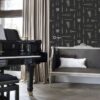 Origin Wallcoverings tapeet muusikariistad - must