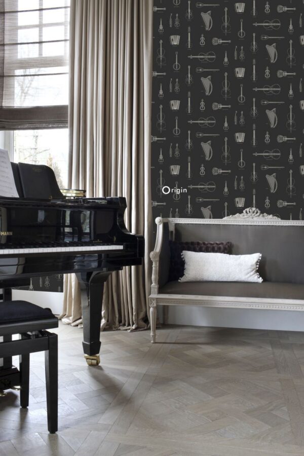 Origin Wallcoverings tapeet muusikariistad - must