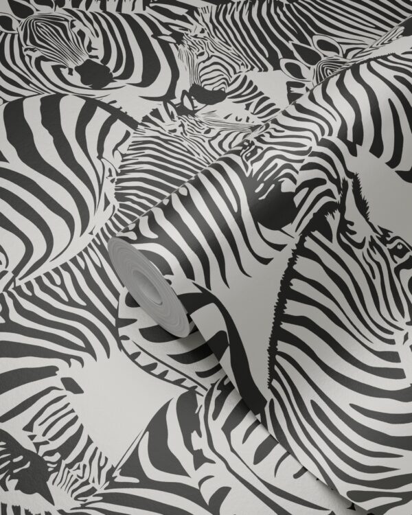 Origin Wallcoverings tapeet sebrad - must ja valge