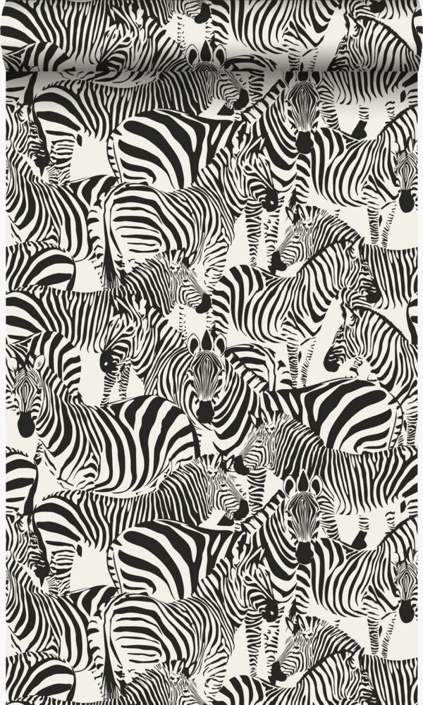 Origin Wallcoverings tapeet sebrad - must ja valge