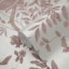 Origin Wallcoverings linnumotiiv graveeringuga tapeet - elevandiluuvalge ja läikiv vaskpruun