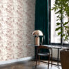 Origin Wallcoverings linnumotiiv graveeringuga tapeet - elevandiluuvalge ja läikiv vaskpruun