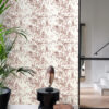 Origin Wallcoverings linnumotiiv graveeringuga tapeet - elevandiluuvalge ja läikiv vaskpruun