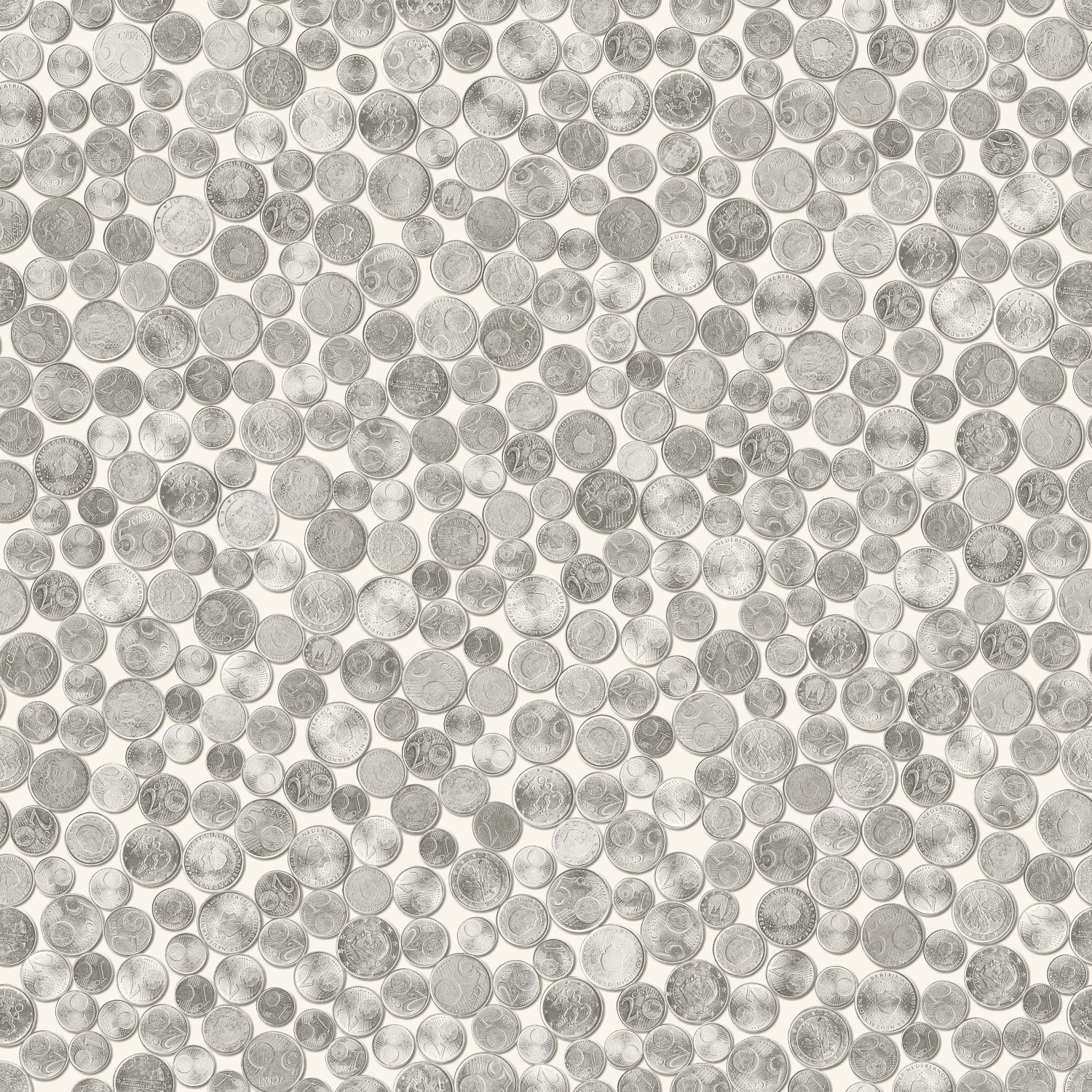 Origin Wallcoverings tapeet metallmündid - elevandiluuvalge ja hall