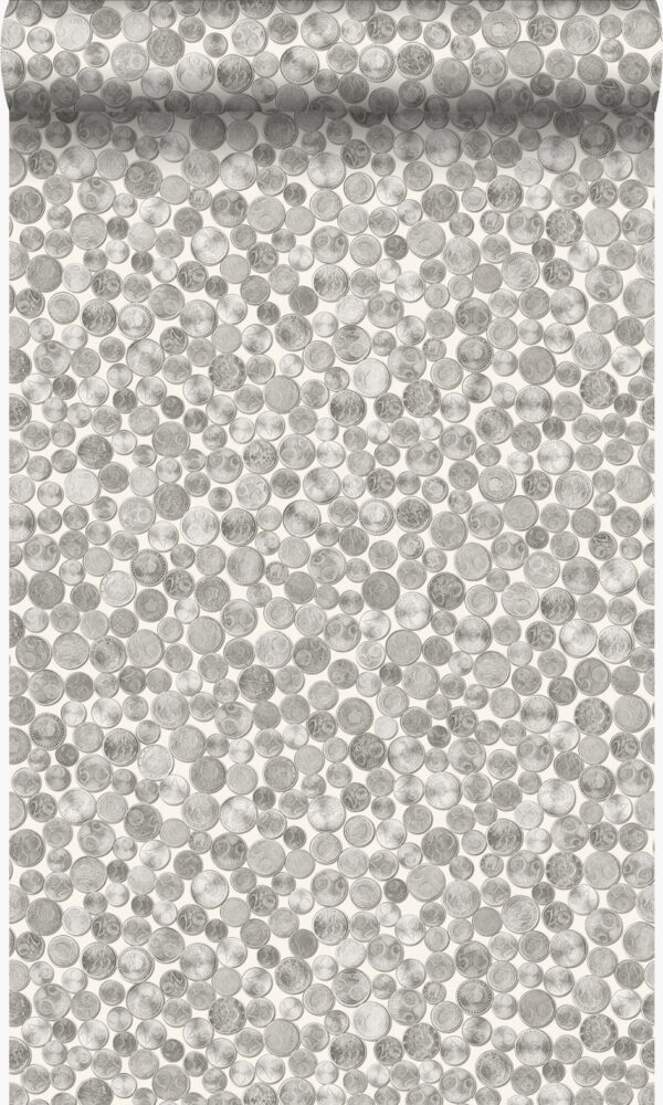 Origin Wallcoverings tapeet metallmündid - elevandiluuvalge ja hall