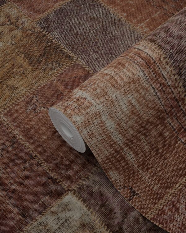 Origin Wallcoverings tapeet patchwork kilim - roostepruun