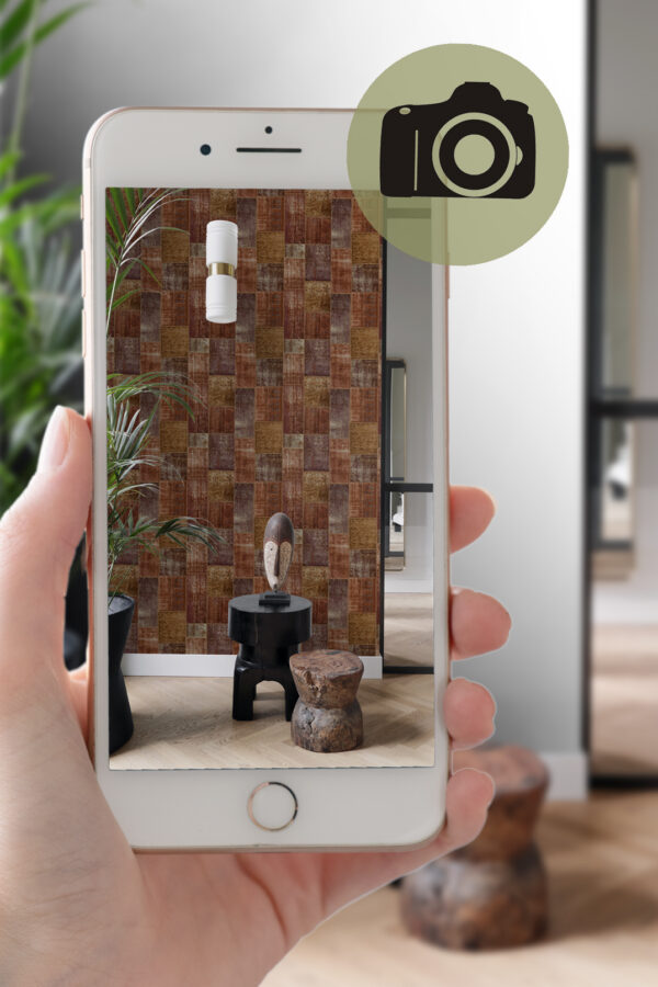 Origin Wallcoverings tapeet patchwork kilim - roostepruun