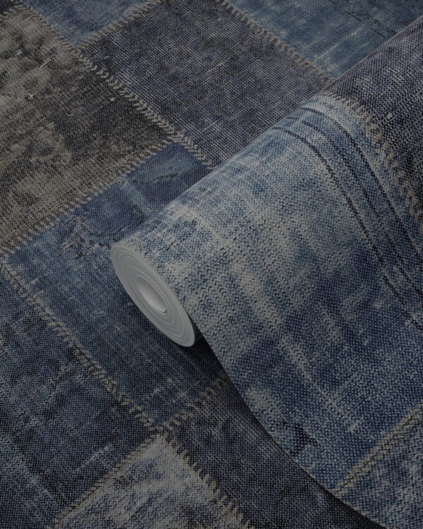 Origin Wallcoverings tapeet patchwork kilim - taupe ja sinine