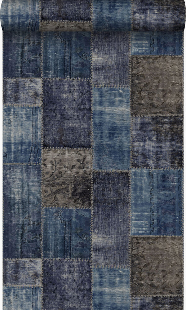 Origin Wallcoverings tapeet patchwork kilim - taupe ja sinine