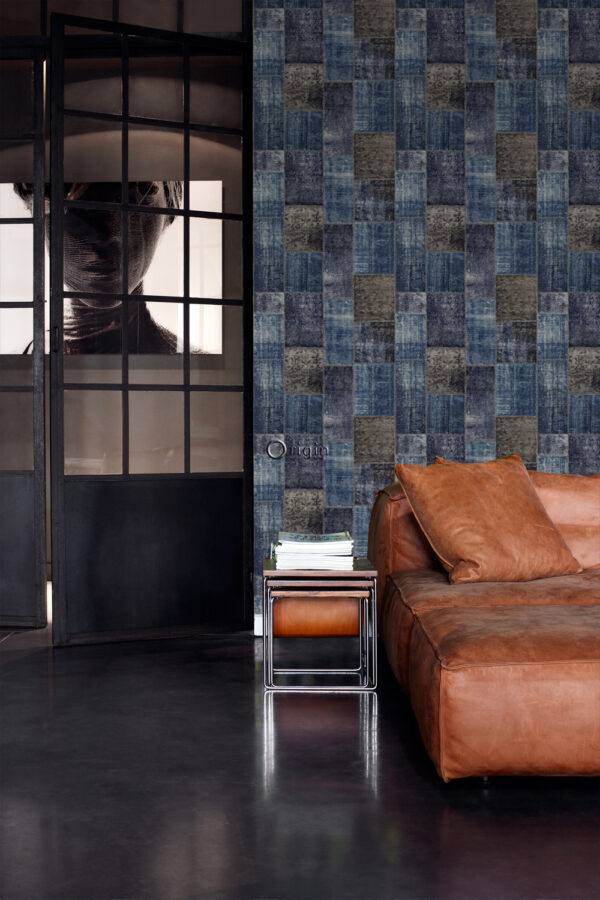 Origin Wallcoverings tapeet patchwork kilim - taupe ja sinine