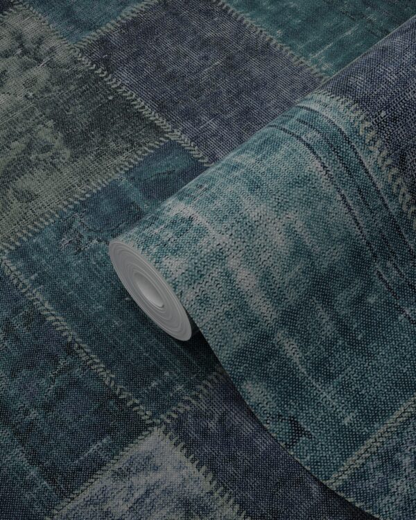 Origin Wallcoverings tapeet patchwork kilim - smaragdroheline
