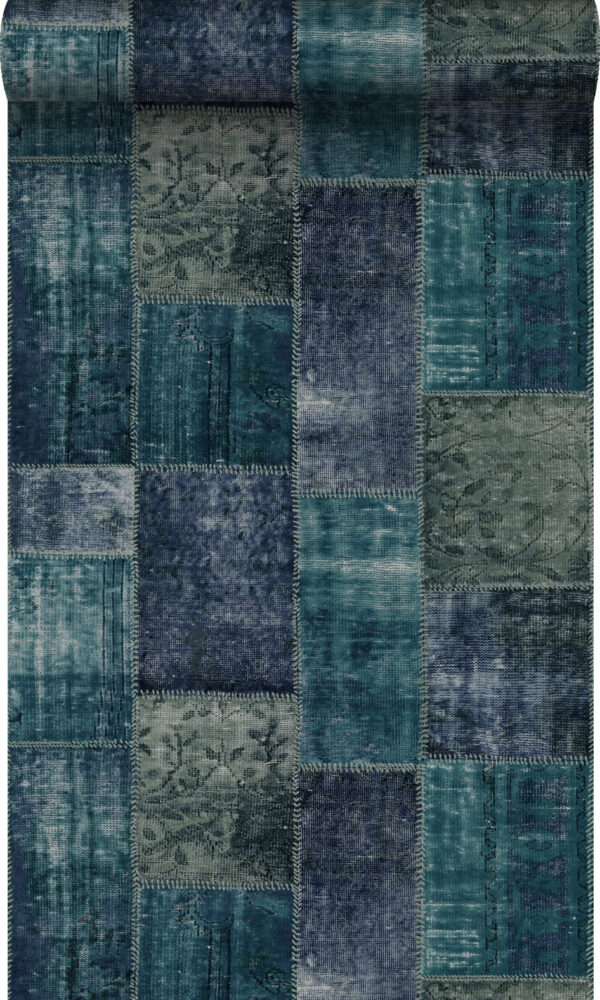 Origin Wallcoverings tapeet patchwork kilim - smaragdroheline