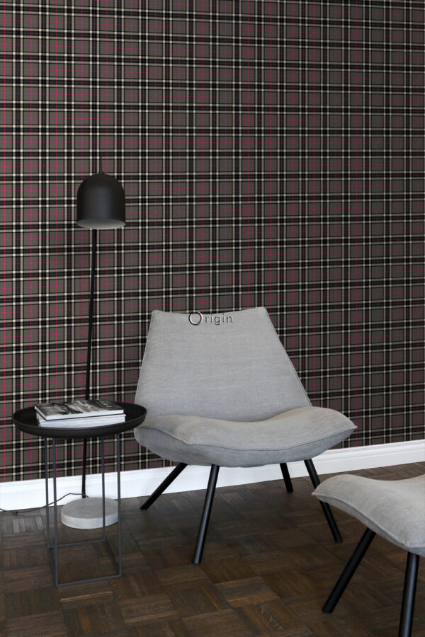 Origin Wallcoverings tapeet rombimotiiv - tumehall ja roosa