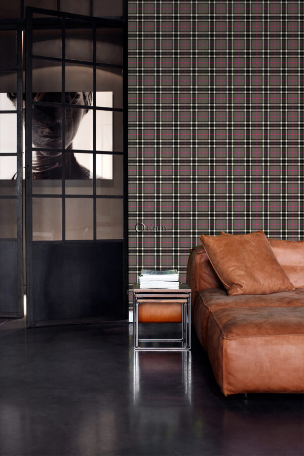 Origin Wallcoverings tapeet rombimotiiv - tumehall ja roosa