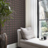 Origin Wallcoverings tapeet rombimotiiv - tumehall ja roosa