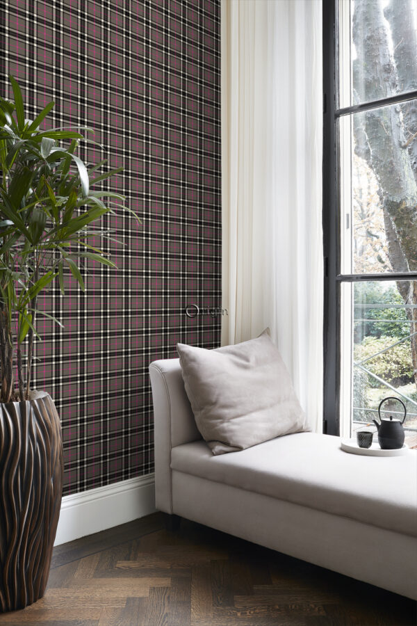Origin Wallcoverings tapeet rombimotiiv - tumehall ja roosa
