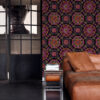 Origin Wallcoverings tapeet suzani lilled - must, oranž ja roosa