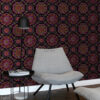 Origin Wallcoverings tapeet suzani lilled - must, oranž ja roosa