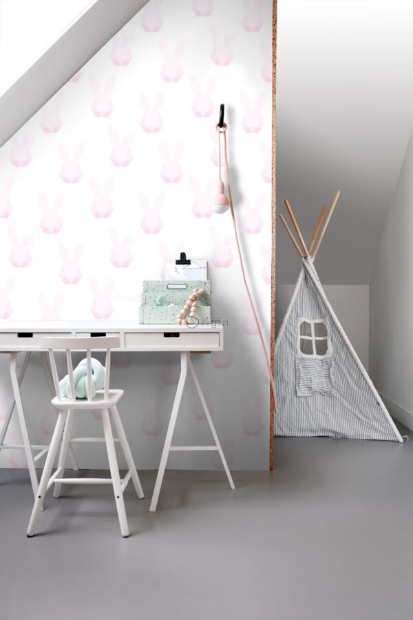 Origin Wallcoverings origami jänesed - pastelpulberroosa ja mündiroheline