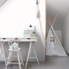 Origin Wallcoverings tapeet rombimotiiv - pastelse pulbriline roosa ja mattvalge